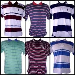 KIT - 5 Pólos Masculinas Réplicas Listradas